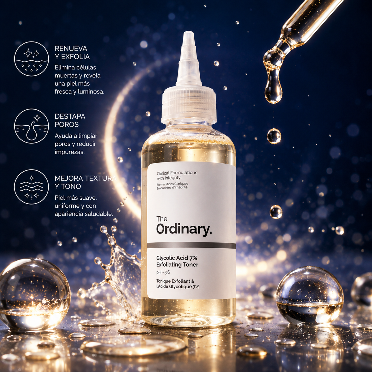 Acido glycolico The ordinary: Piel más luminosa, suave y uniforme