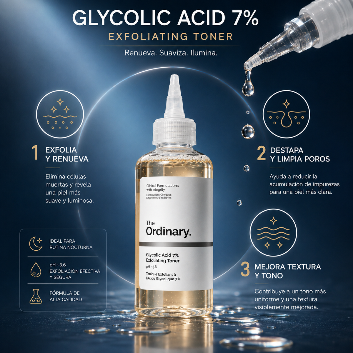 Acido glycolico The ordinary: Piel más luminosa, suave y uniforme